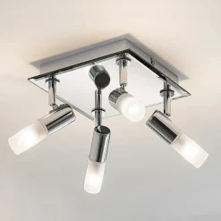 Lindby loftlampe til bad Zela, 32 cm, krom, 4 lyskilder, IP44