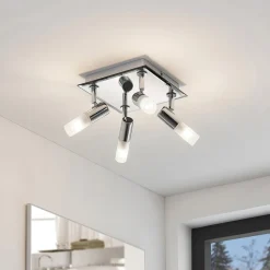 Lindby loftlampe til bad Zela, 32 cm, krom, 4 lyskilder, IP44