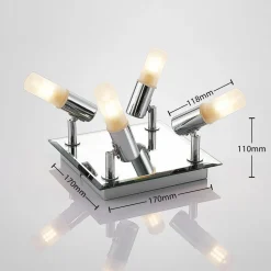 Lindby loftlampe til bad Zela, 32 cm, krom, 4 lyskilder, IP44