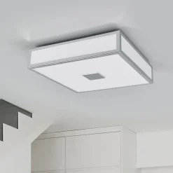 Lindby loftlampe til badeværelset Eniola, 30 cm, hvid/grå, IP44