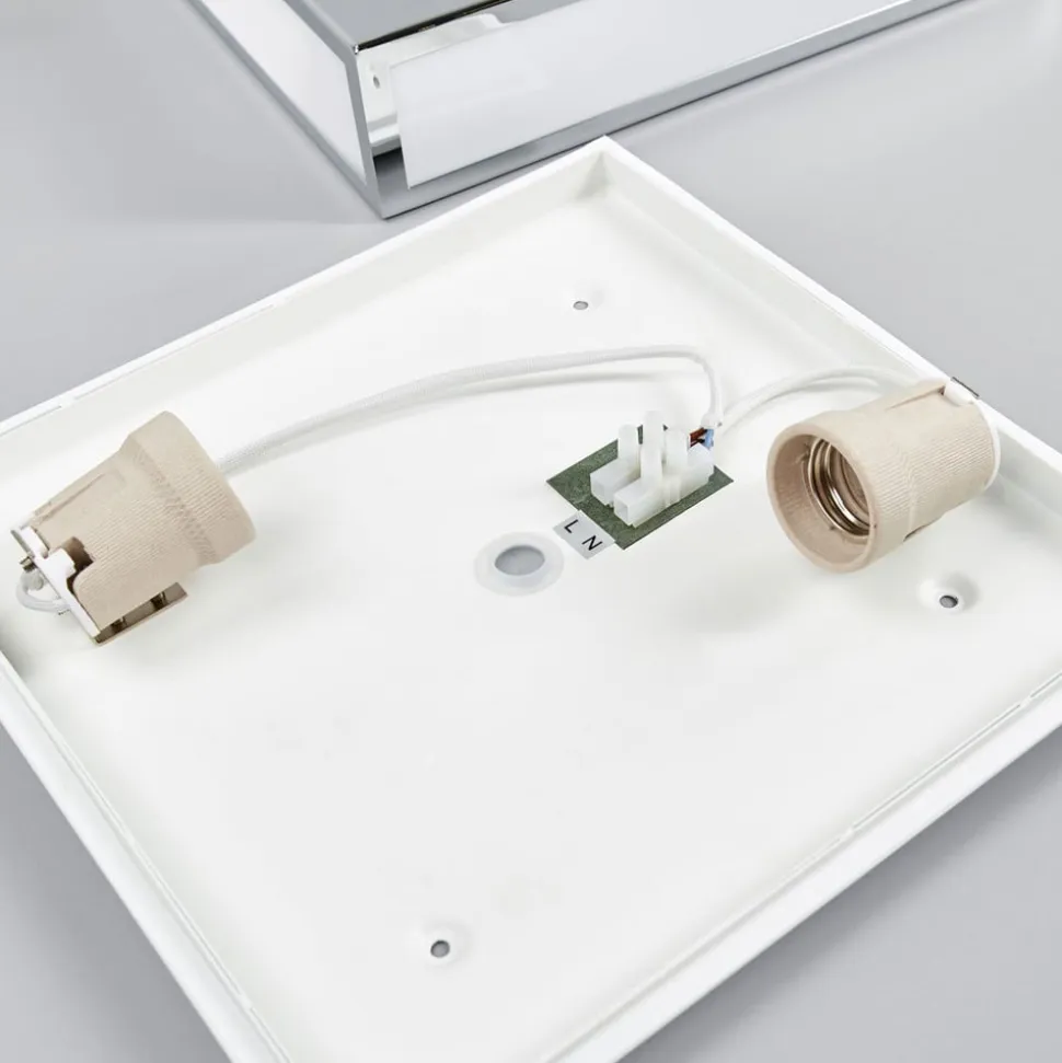 Lindby loftlampe til badeværelset Eniola, 30 cm, hvid/grå, IP44