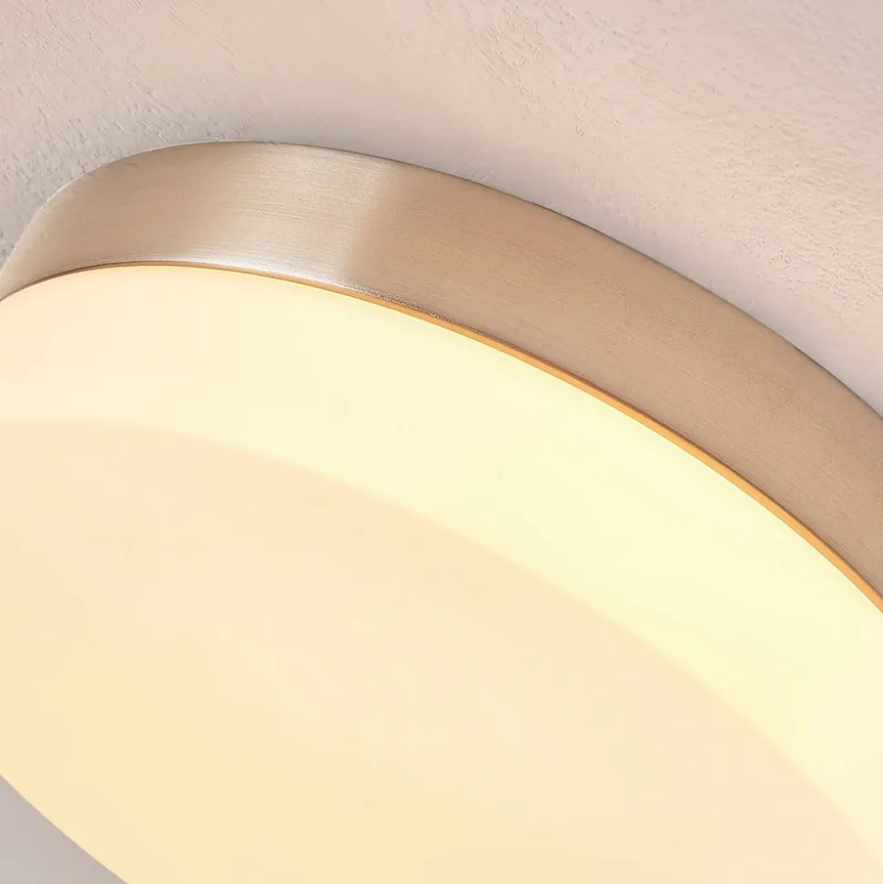 Lindby loftlampe til badeværelset Amilia, Ø 18 cm, E27, nikkel, glas