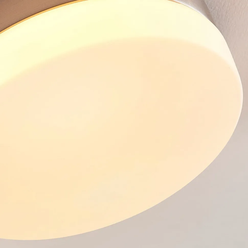 Lindby loftlampe til badeværelset Amilia, Ø 18 cm, E27, nikkel, glas
