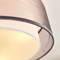 Lindby loftlampe Tobia, grå, tekstil, Ø 50 cm, E27