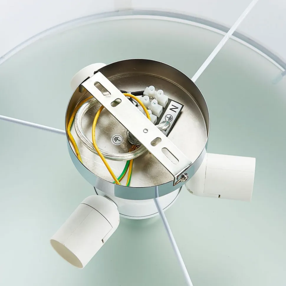Lindby loftlampe Tobia, grå, tekstil, Ø 50 cm, E27