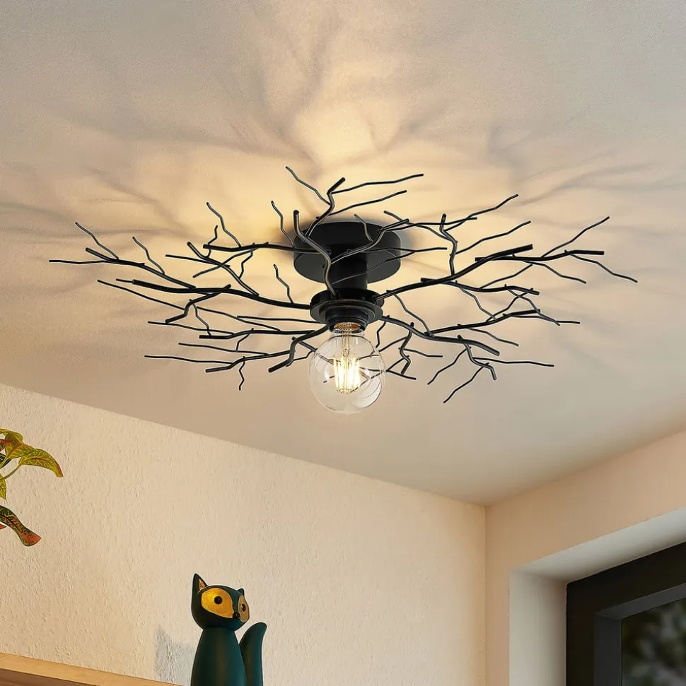 Lindby loftlampe Vetki, Ø 60 cm, sort, 1 lyskilde, metal