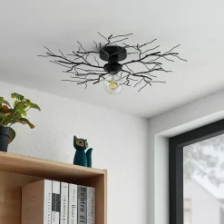 Lindby loftlampe Vetki, Ø 60 cm, sort, 1 lyskilde, metal