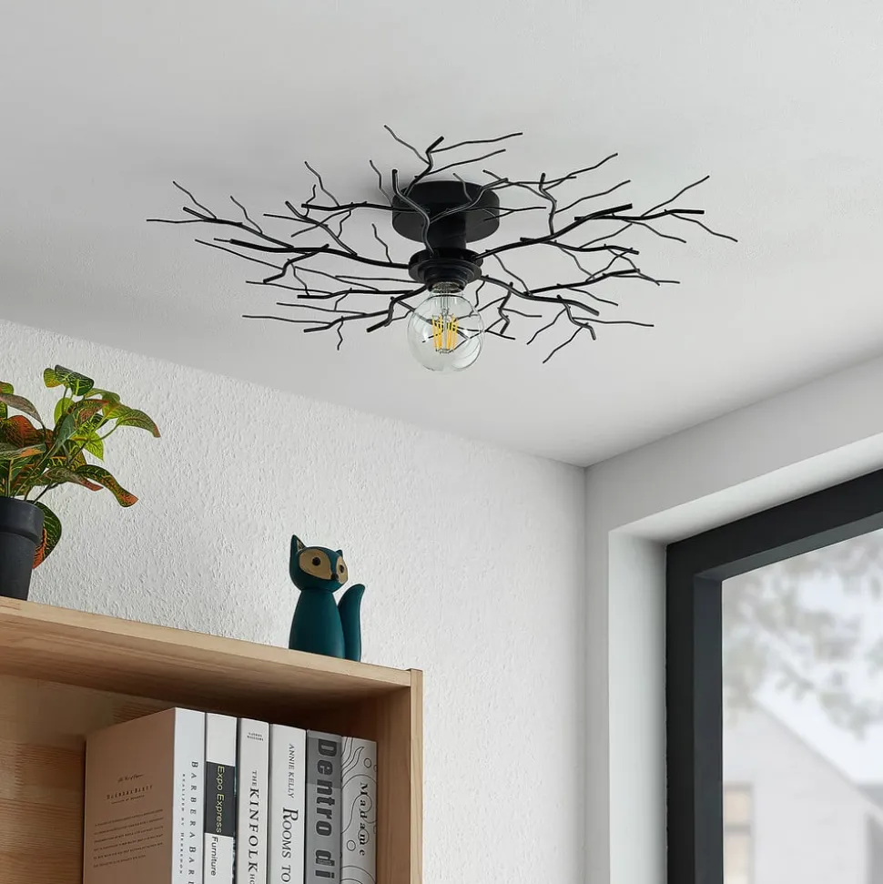 Lindby loftlampe Vetki, Ø 60 cm, sort, 1 lyskilde, metal