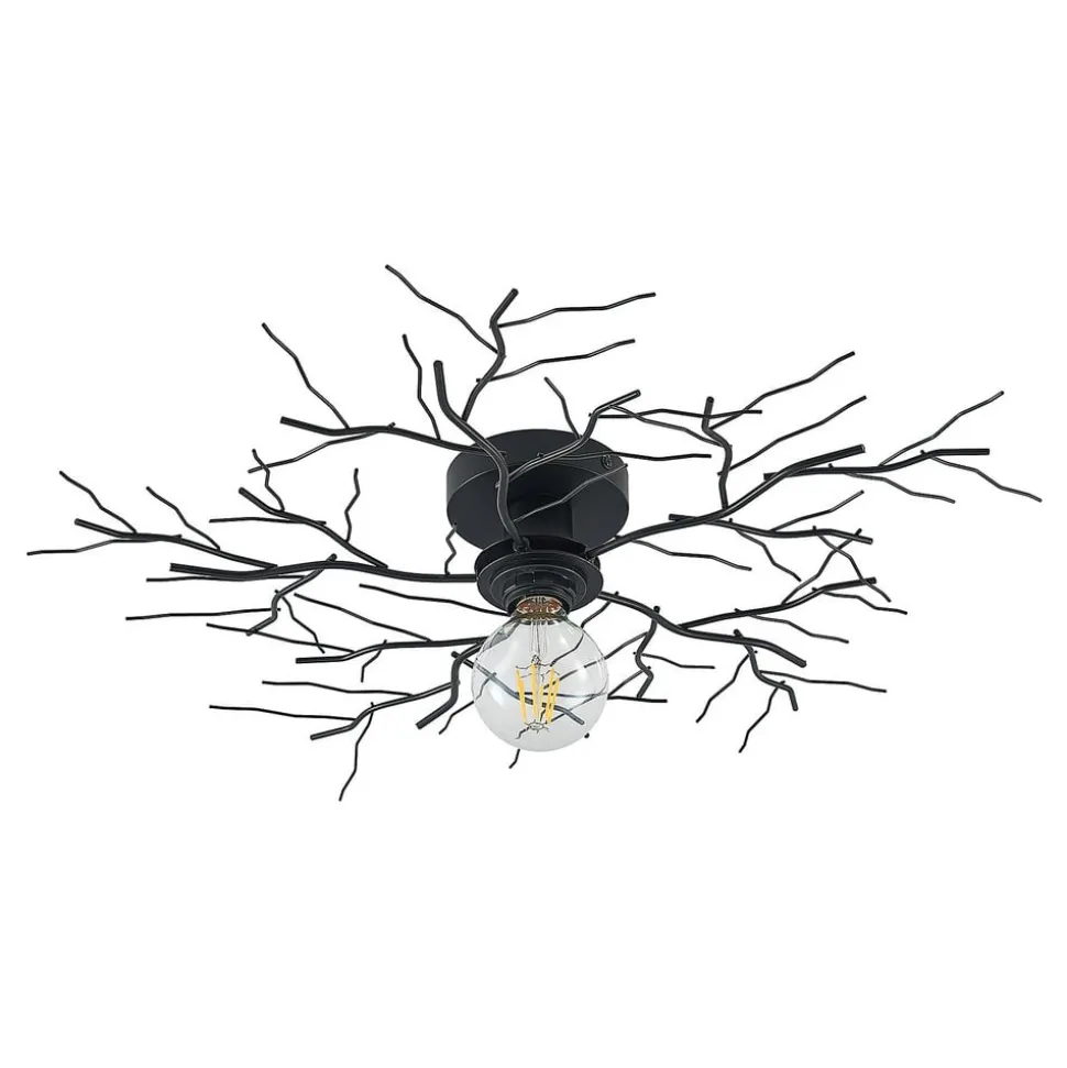 Lindby loftlampe Vetki, Ø 60 cm, sort, 1 lyskilde, metal