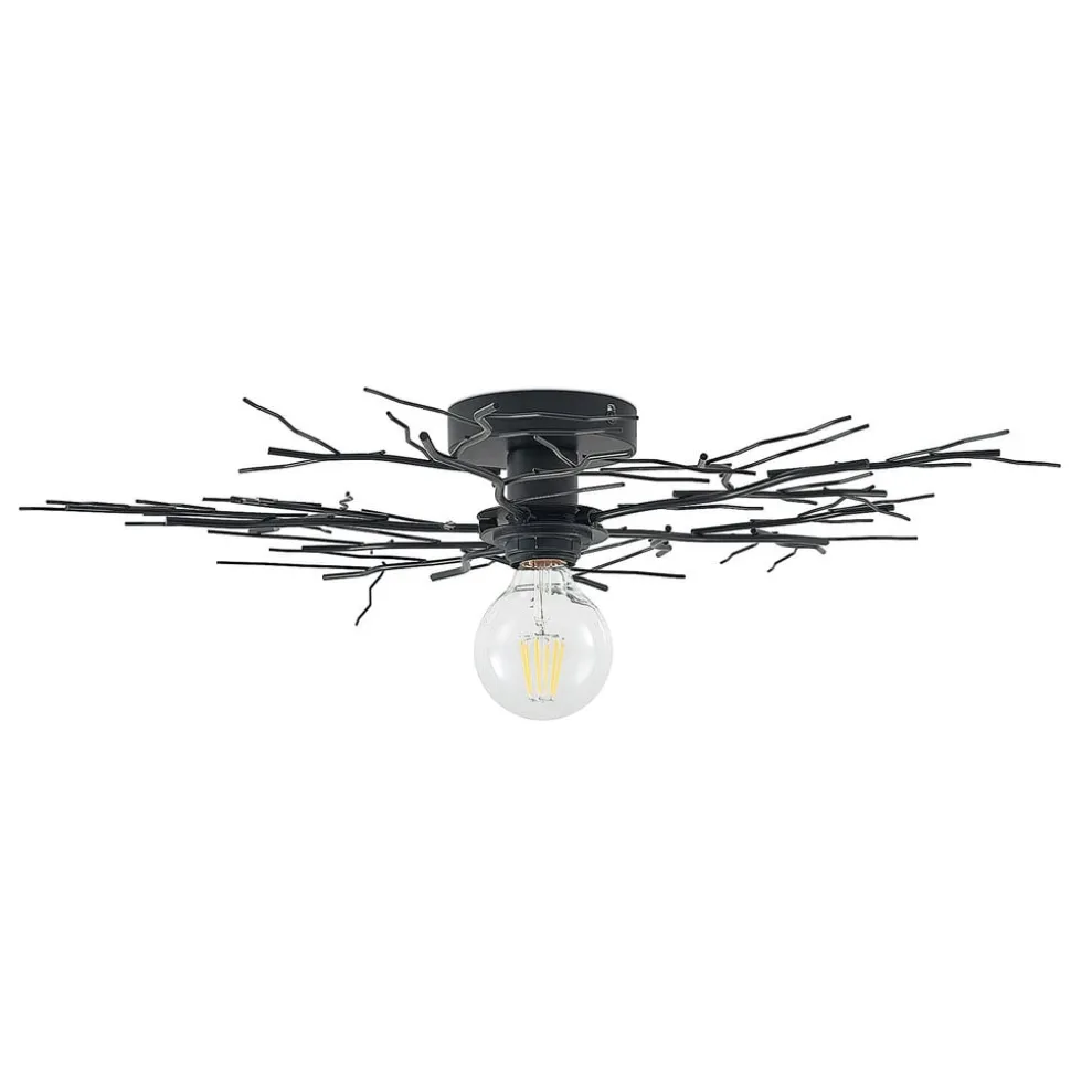 Lindby loftlampe Vetki, Ø 60 cm, sort, 1 lyskilde, metal