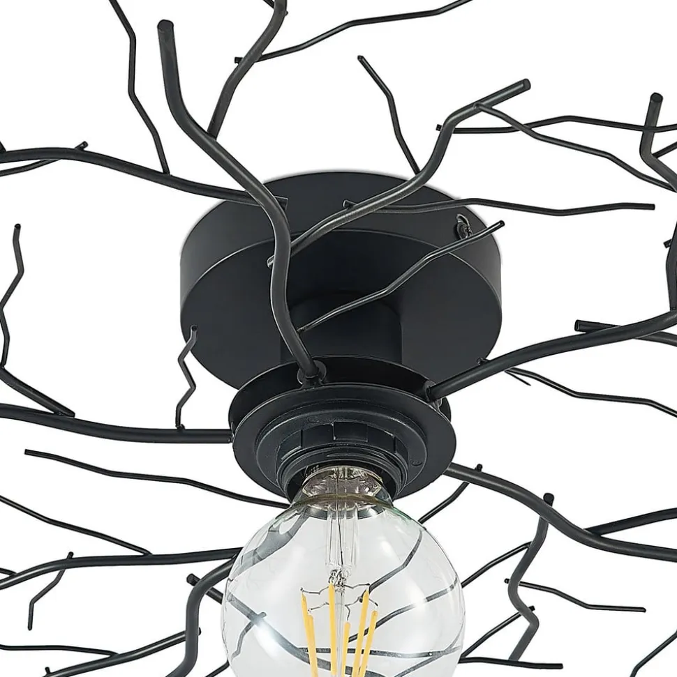 Lindby loftlampe Vetki, Ø 60 cm, sort, 1 lyskilde, metal