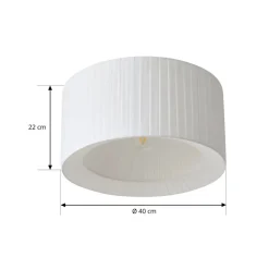 Lindby loftlampe Virelle, hvid, tekstil, Ø 40 cm, E27