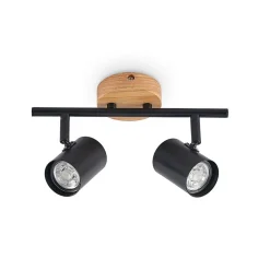 Lindby loftlampe Xiomara, 2 lyskilder, 27 cm lang, træ