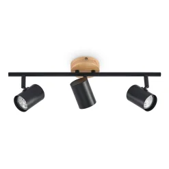 Lindby loftlampe Xiomara, 3 lyskilder, 68 cm lang, træ