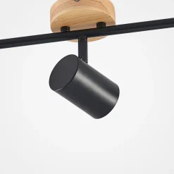 Lindby loftlampe Xiomara, 3 lyskilder, 68 cm lang, træ