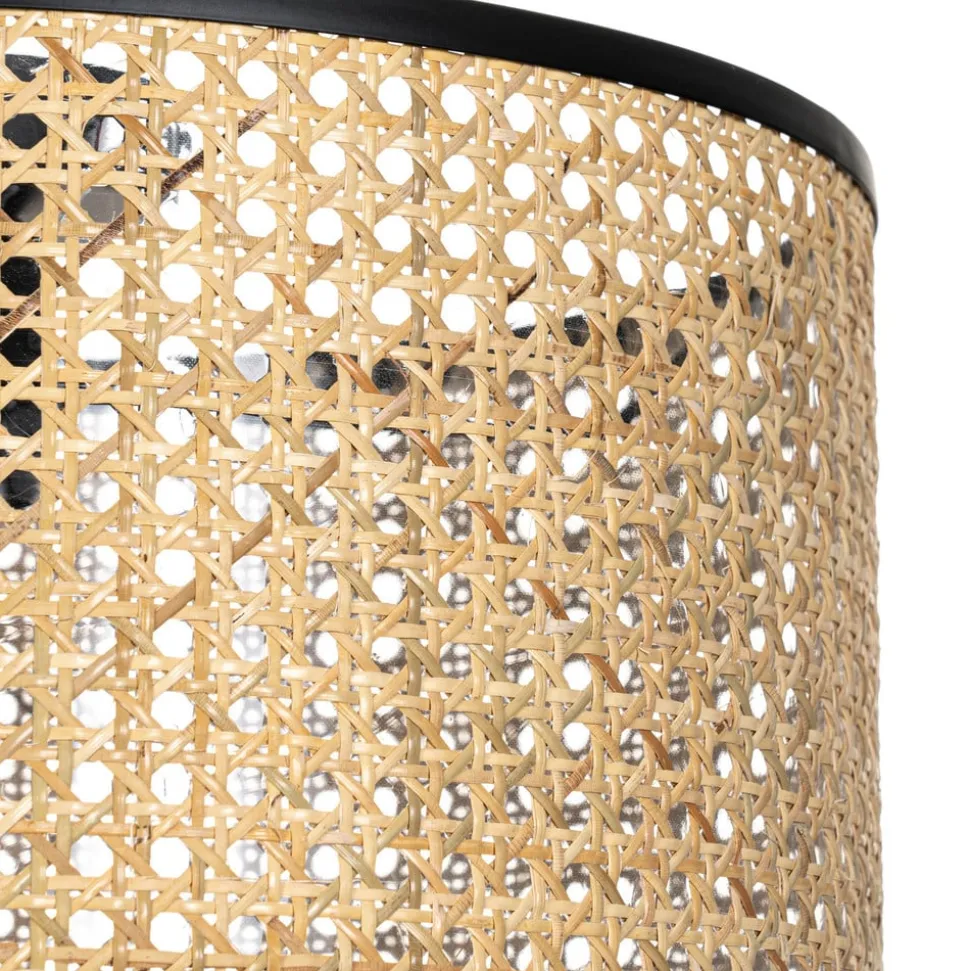 Lindby Loftlampe Yaelle, Ø 40 cm, Rattan, sort, E27