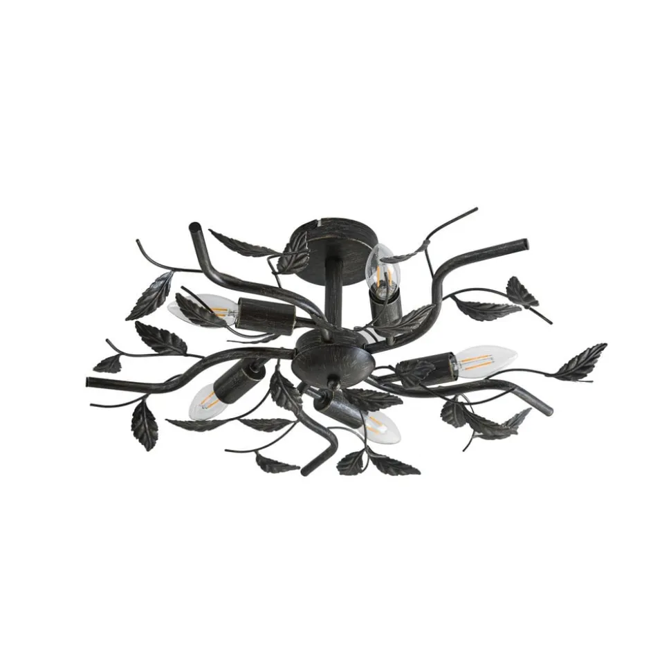Lindby loftlampe Yos, 5 lyskilder, 58 cm, sort-guld, E14