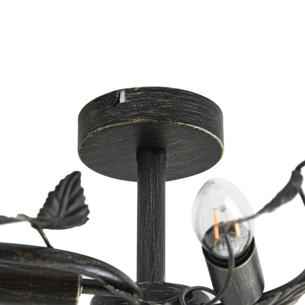 Lindby loftlampe Yos, 5 lyskilder, 58 cm, sort-guld, E14