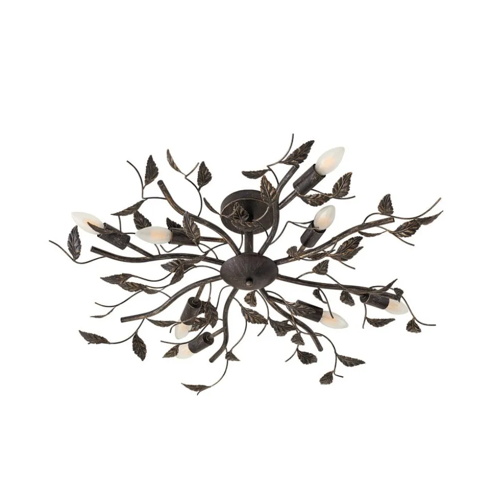 Lindby loftlampe Yos, 8 lyskilder, 85 cm, sort-guld, E14