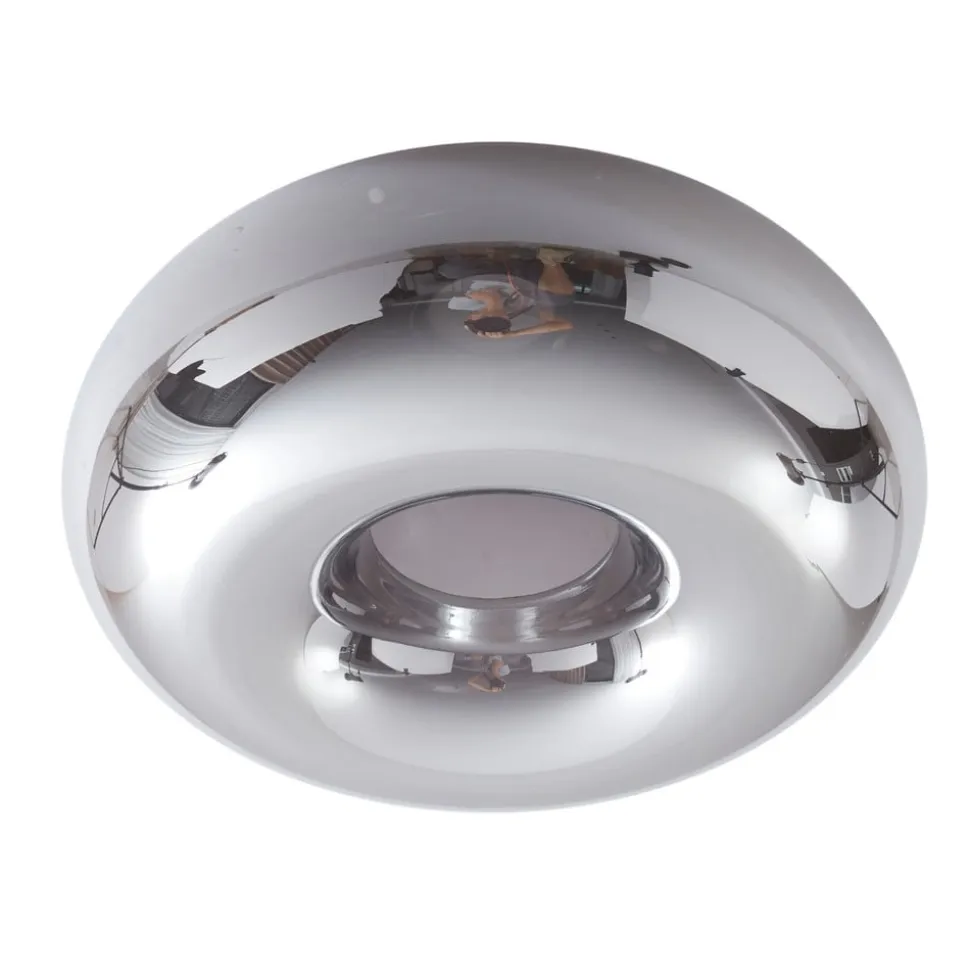 Lindby loftlampe Zehra, Ø 28 cm, røgfarvet grå, glas