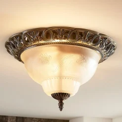 Lindby loftslampe Anni, ætset glasskærm