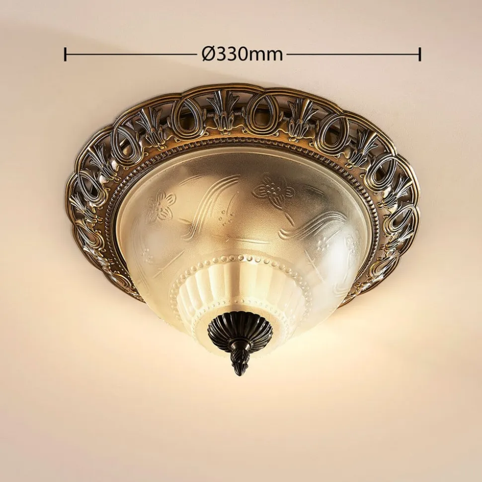 Lindby loftslampe Anni, ætset glasskærm