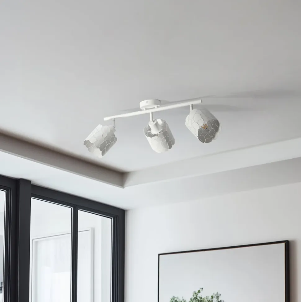 Lindby loftslampe Aralena, hvid, 3 lyskilder, længde 70,5 cm