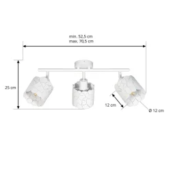 Lindby loftslampe Aralena, hvid, 3 lyskilder, længde 70,5 cm