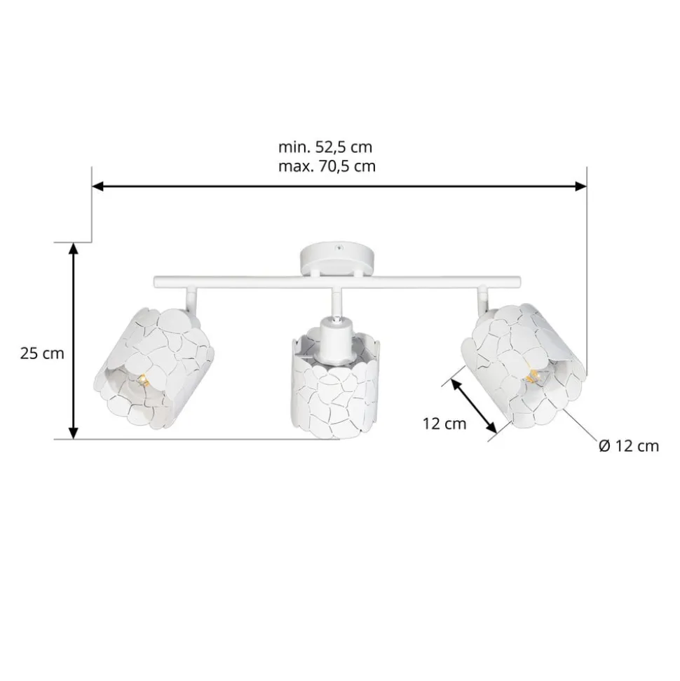 Lindby loftslampe Aralena, hvid, 3 lyskilder, længde 70,5 cm