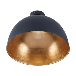 Lindby loftslampe Lya, Ø 40 cm, sort-guld, metal