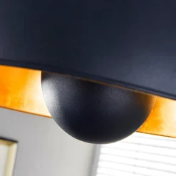 Lindby loftslampe Lya, Ø 40 cm, sort-guld, metal