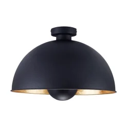 Lindby loftslampe Lya, Ø 40 cm, sort-guld, metal