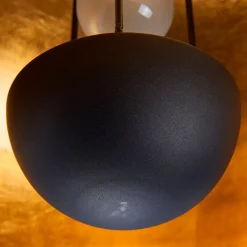 Lindby loftslampe Lya, Ø 40 cm, sort-guld, metal