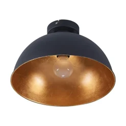 Lindby loftslampe Lya, Ø 31 cm, sort-guld, metal, E27