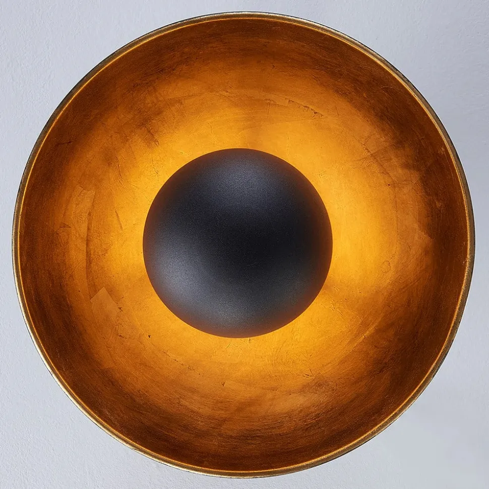 Lindby loftslampe Lya, Ø 31 cm, sort-guld, metal, E27