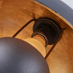Lindby loftslampe Lya, Ø 31 cm, sort-guld, metal, E27