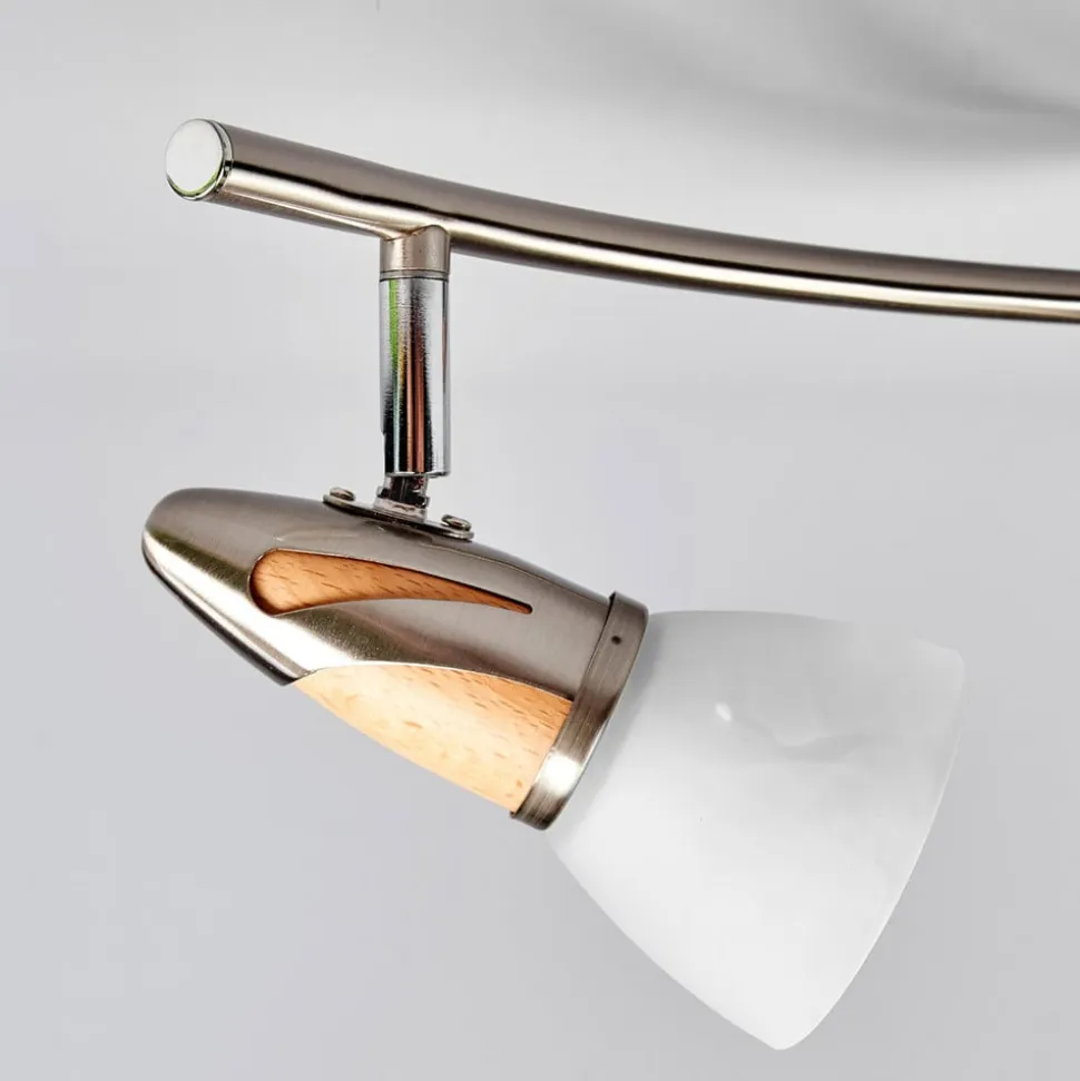 Lindby loftslampe Marena, 4-lys, glas, træ, 83 cm lang