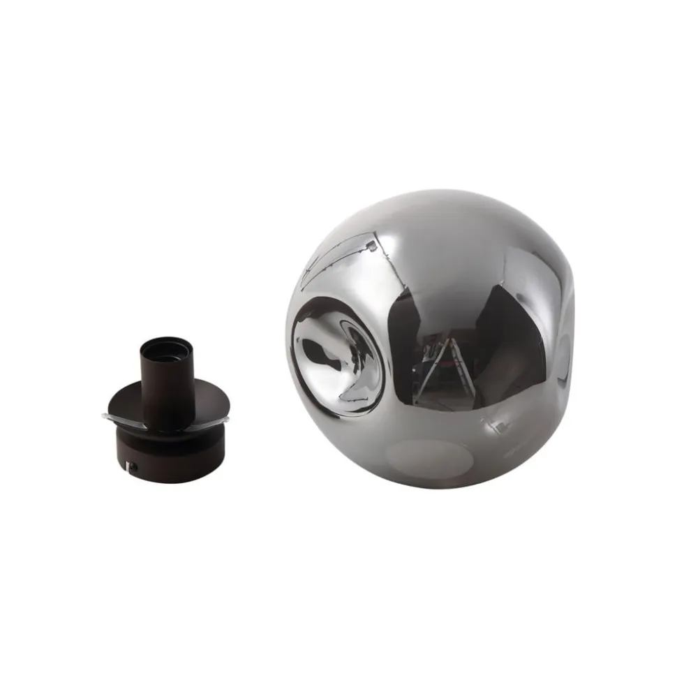 Lindby loftslampe Valentina, E27, røggrå, glas, Ø 25 cm