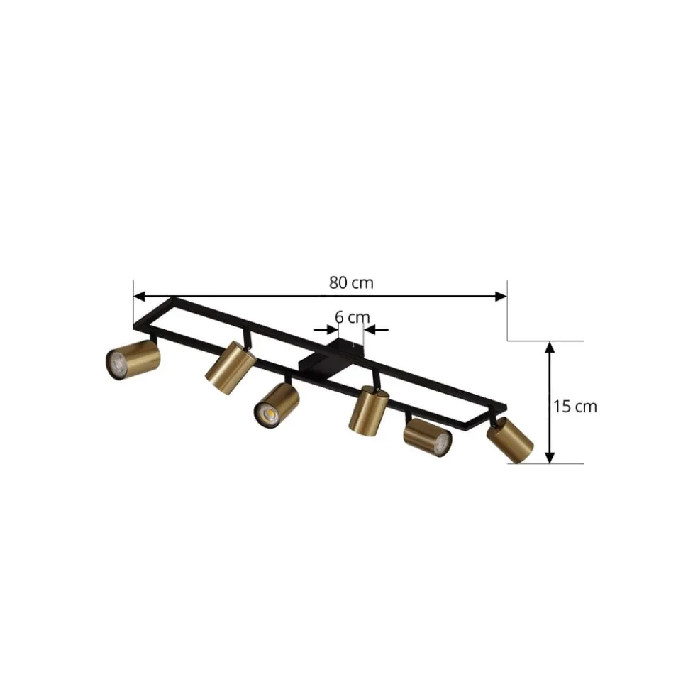 Lindby loftspot Bravius, messing, 6 lyskilder, jern