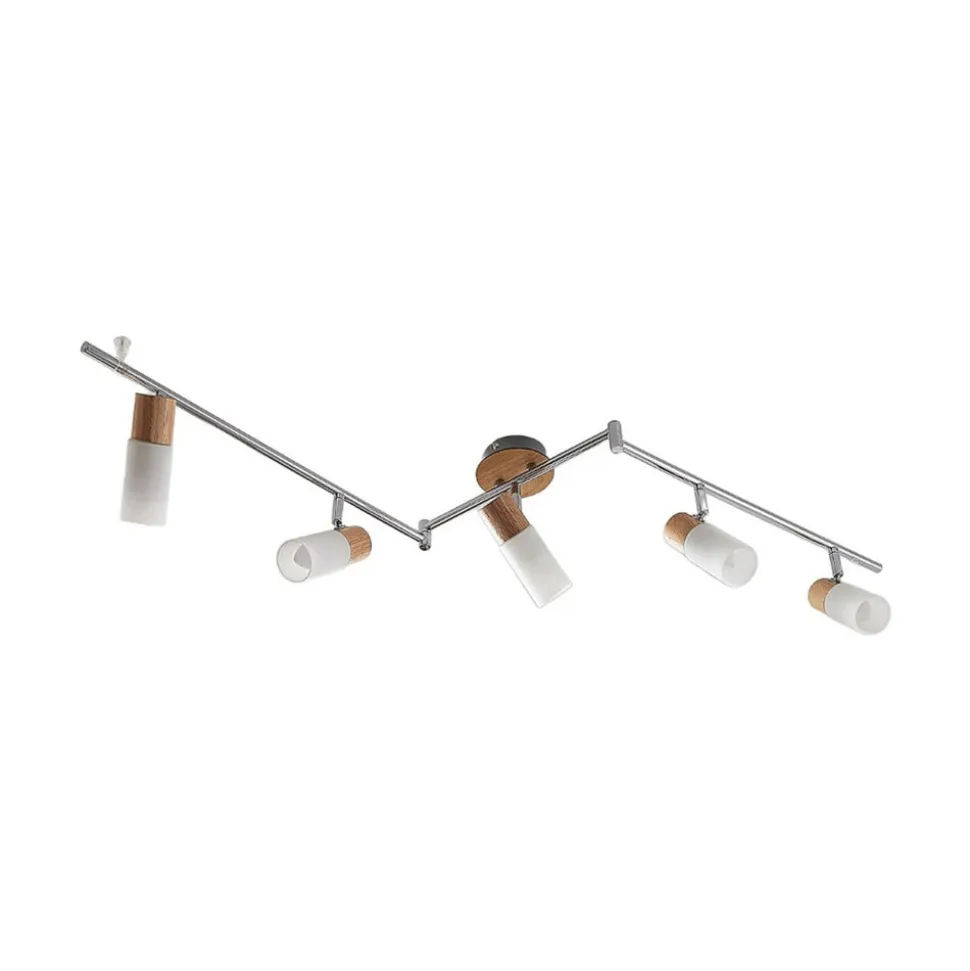 Lindby loftspot Christoph, 130 cm, 4 lyskilder, træ, glas