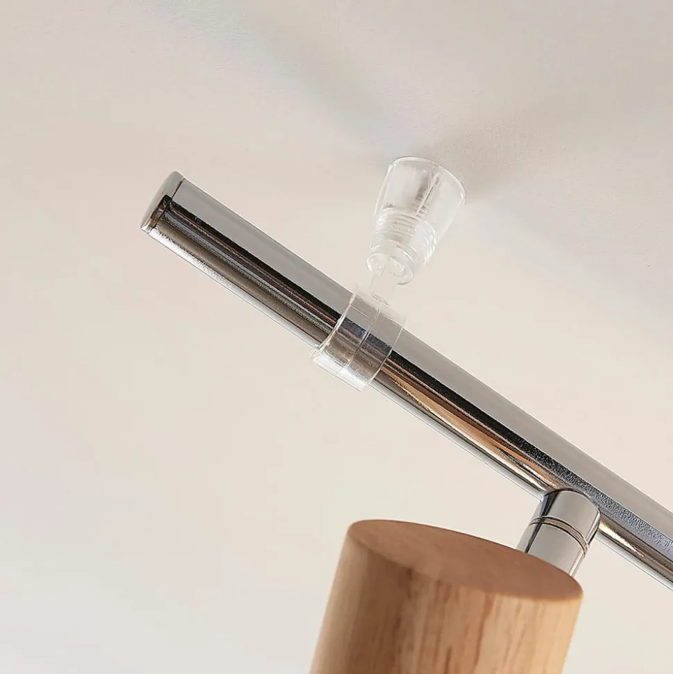 Lindby loftspot Christoph, 130 cm, 4 lyskilder, træ, glas