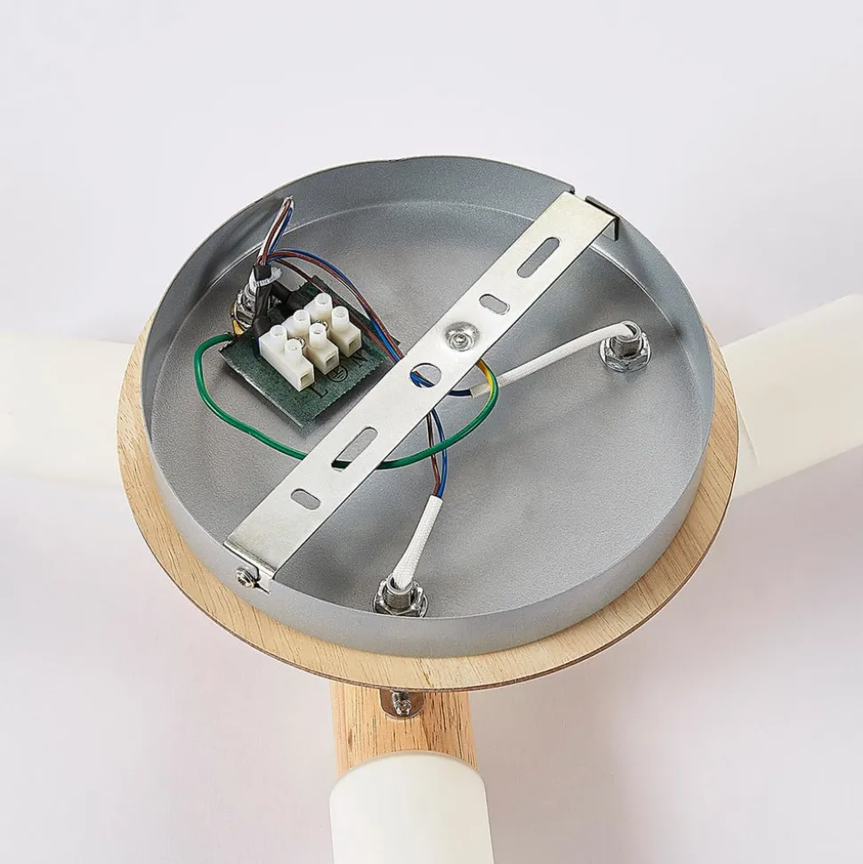 Lindby loftspot Christoph, 20 cm, 3 lyskilder, træ, rondel