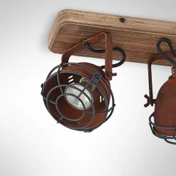 Lindby loftspot Farovi, rust, 45 cm, 3 lyskilder, træ, GU10