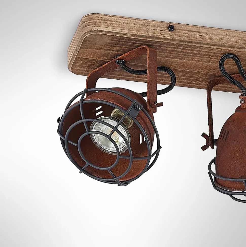 Lindby loftspot Farovi, rust, 45 cm, 3 lyskilder, træ, GU10
