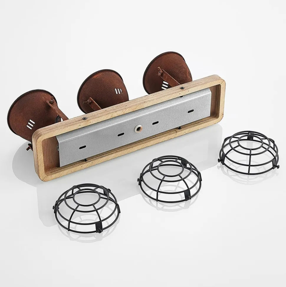 Lindby loftspot Farovi, rust, 45 cm, 3 lyskilder, træ, GU10