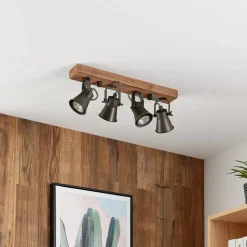 Lindby loftspot Grandesa, 35 cm, 4 lyskilder, træ, metal