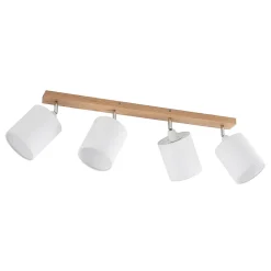Lindby loftspot Imarin, 81 cm, hvid, 4 lyskilder, træ