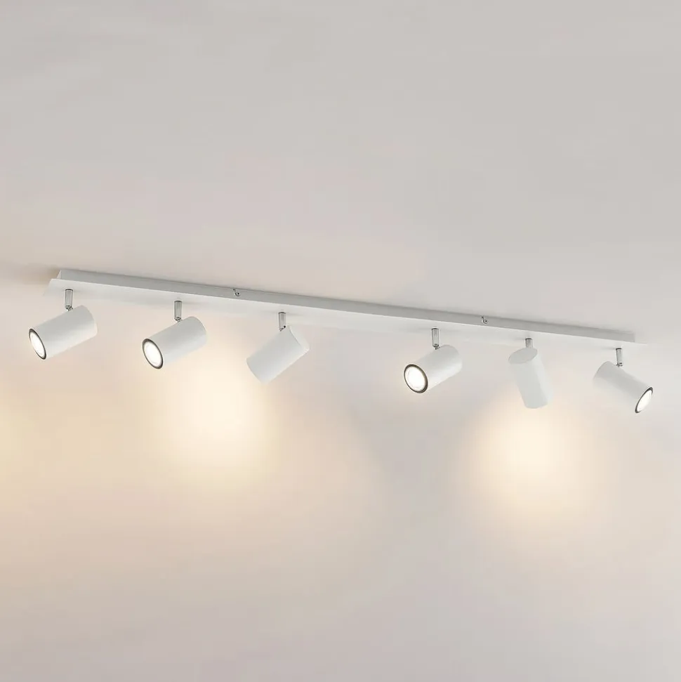 Lindby loftspot Joffrey, 116 cm, hvid, 6 lyskilder, GU10
