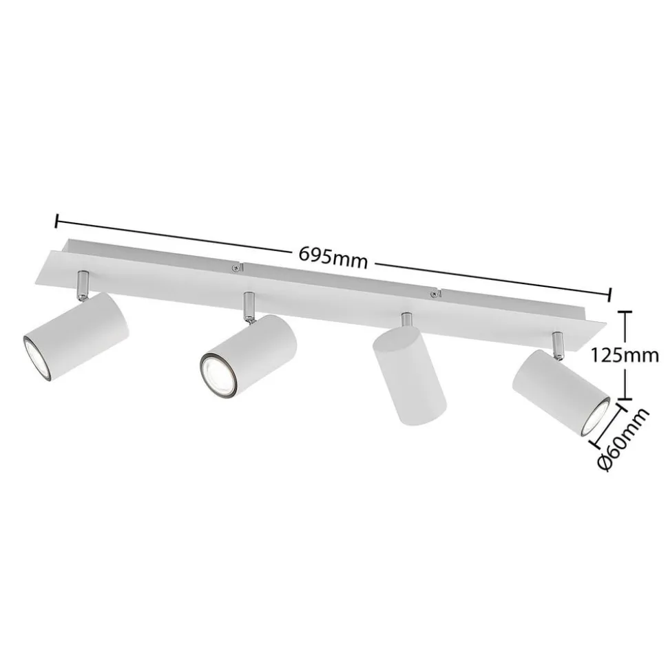Lindby loftspot Joffrey, 70 cm, hvid, 4 lyskilder, GU10