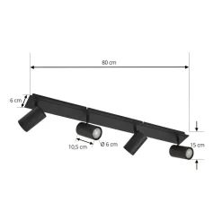 Lindby loftspot Joffrey, 80 cm, sort, 4 lyskilder, GU10